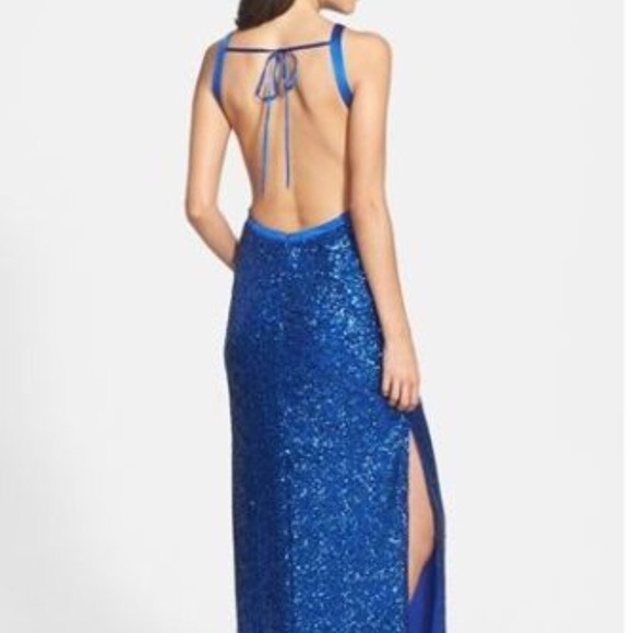 Aidan Mattox Sequin Open Back Gown AMETHYST - Picture 2 of 9